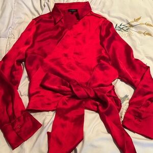 Dynamite Vibrant Red Satin Blouse